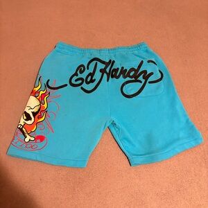 Turquoise Ed Hardy sweatshirt‎ shorts Large